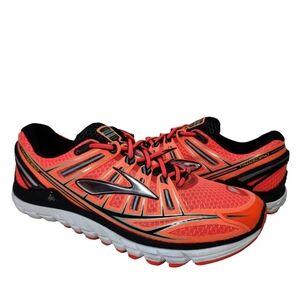 BROOKS Transcend Running Shoes Sz 10 Orange/Silver Metallic/Black 1101571D908